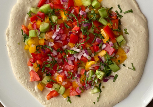 Extra-Virgin-Olive-Oil-Hummus-Tomato-Salad